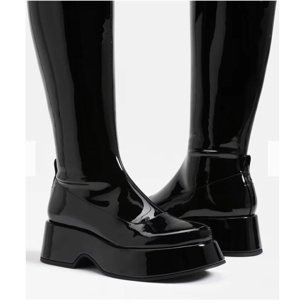 Sam Elderman Circus NY Black Patent Kimberly Boots Size 9 EUC